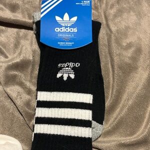 Adidas Black Socks with White Stripes